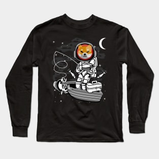 Astronaut Fishing Shiba Inu Coin To The Moon Shib Army Crypto Token Cryptocurrency Blockchain Wallet Birthday Gift For Men Women Kids Long Sleeve T-Shirt